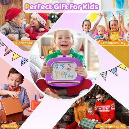 Kikidex Magnetic Drawing Board, Toddler Girl Toys for 1-3 Year Old, Doodle Board Pad Learning and Educational Toys for 1 2 3 Year Old Baby Kids Birthday Gift (Soft Pink)