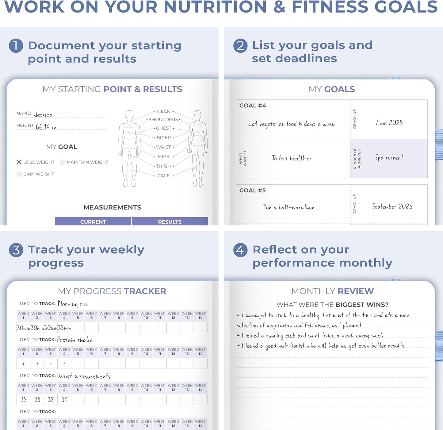 Clever Fox Fitness & Food Journal – Nutrition & Workout Planner for Women & Men – Diet & Gym Exercise Log Book with Calendars, Diet & Training Trackers - Undated, A5 Size, Hardcover (Forest Green)