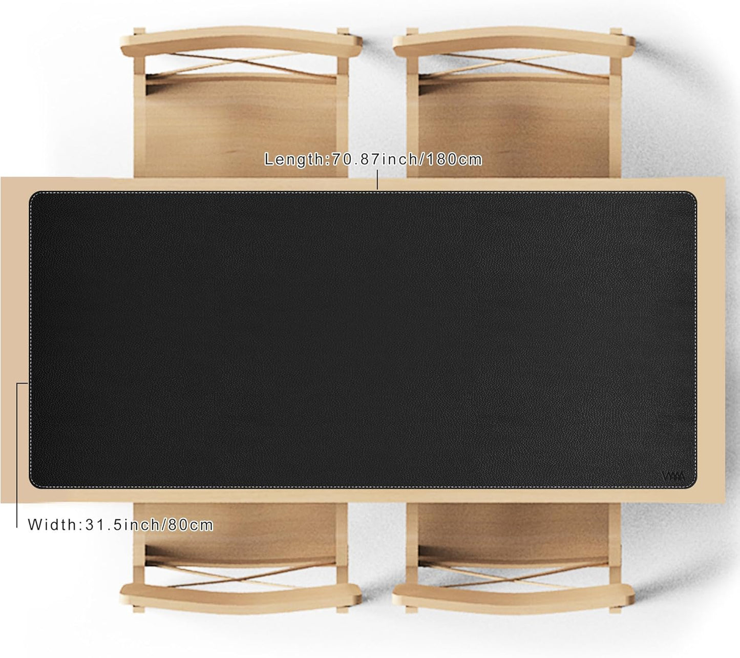 Vyaaa PU Leather & Cork Desk Mat, 39.4"x15.7" Dual Sided Computer Desk mat, Waterproof Large Mouse Pad, Non-Slip Office Desk pad, Office Desk Protector for Work/Gaming/Home (Black)