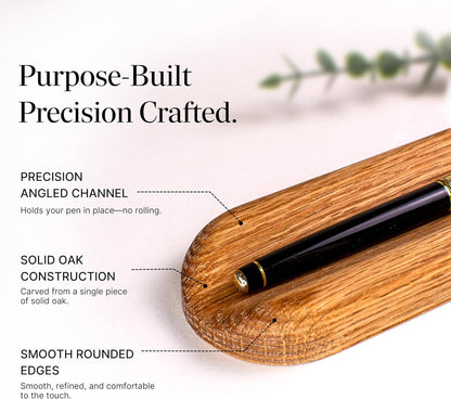 Solid Oak Single Pen Tray, Minimalist Desk Organizer, Natural Wood, Handcrafted, Precision Angled Channel