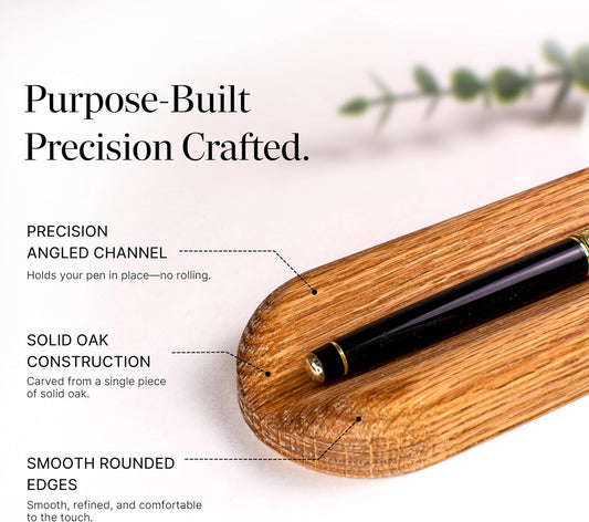 Solid Oak Single Pen Tray, Minimalist Desk Organizer, Natural Wood, Handcrafted, Precision Angled Channel