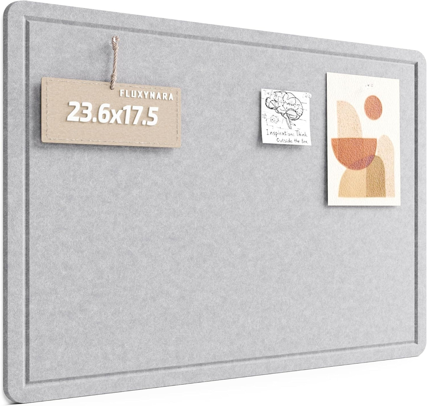 Fluxynara Bulletin Board, 23.6" x 17.5" Cork Board Alternative with 12 Safe Removable Adhesive Tabs, Foldable Felt Pin Board for Home Office, Classroom, Bedroom,Entryway for Walls—Sage