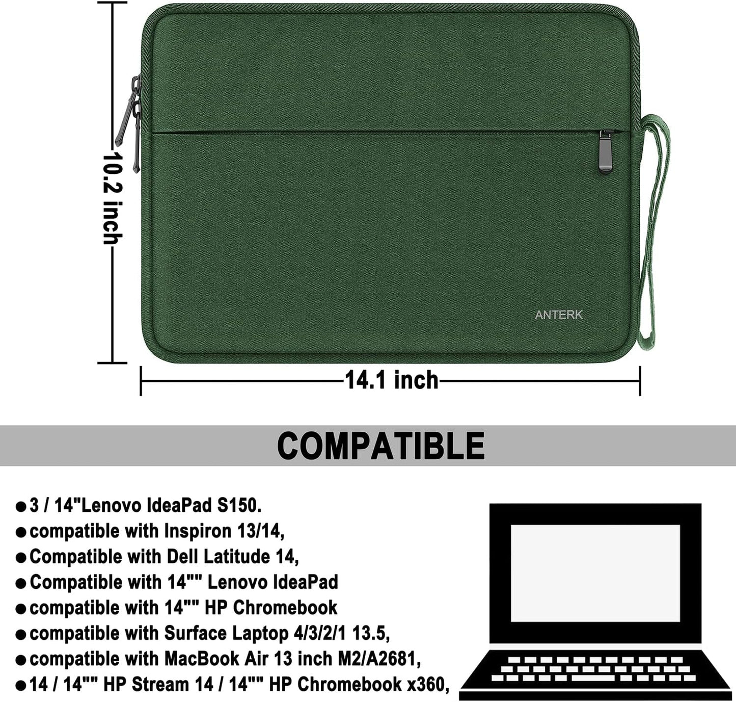 Laptop Sleeve 14 Inch, Water Resistant Traveling Computer Cover with Handle, Shockproof Protective Carrying Laptop Case Compatible for 14 Inch MacBook Air/Pro, HP, Dell, Asus, Lenovo, Black