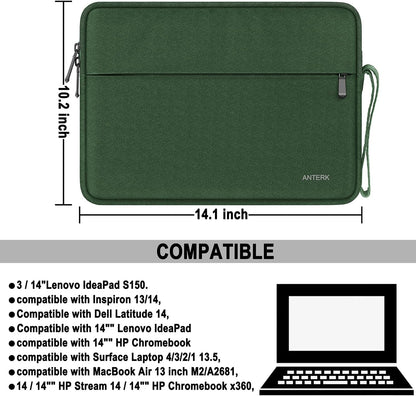 Laptop Sleeve 14 Inch, Water Resistant Traveling Computer Cover with Handle, Shockproof Protective Carrying Laptop Case Compatible for 14 Inch MacBook Air/Pro, HP, Dell, Asus, Lenovo, Black