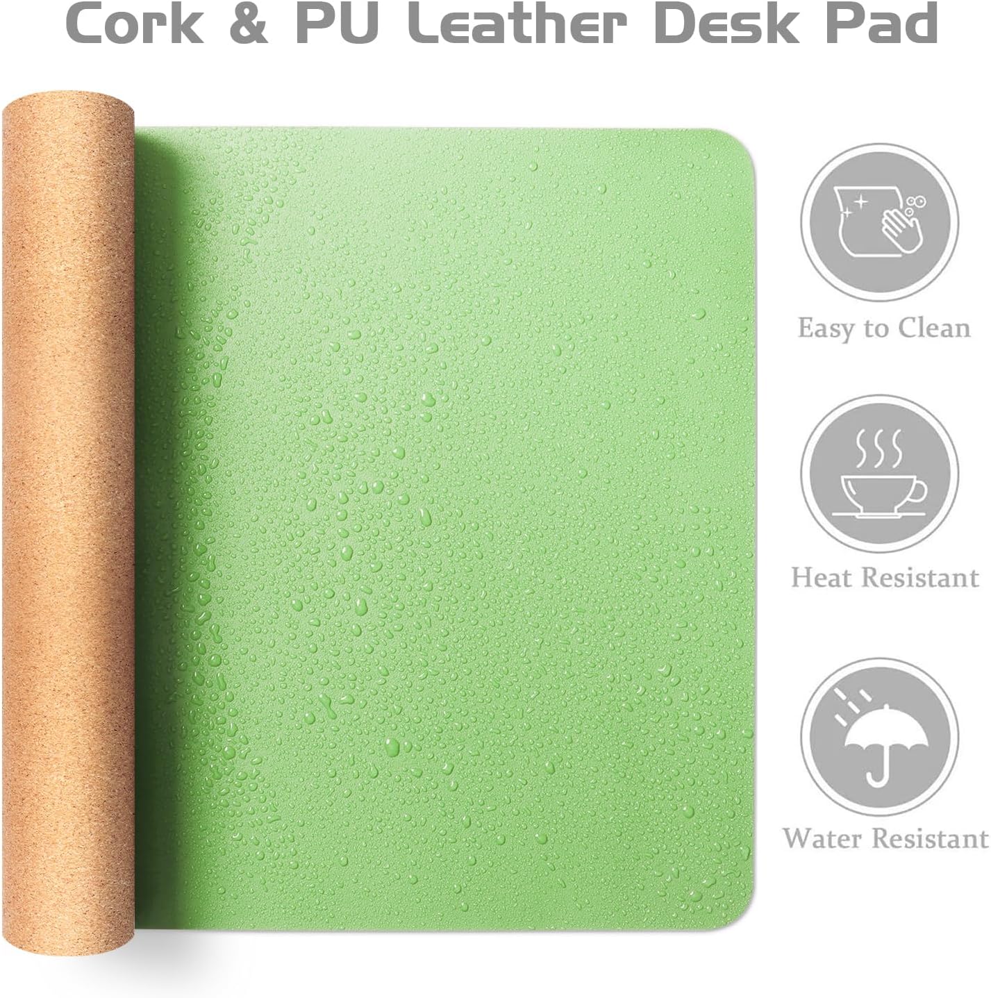 Aothia Dual-Sided Desk Pad - 25.6x13.7 inches Leather Desk Mat, Natural Cork Desk Pad Protector, Large Mouse Pad for Desk, Waterproof Desk Blotter Pad, Desk Writing Pad for Office Work/Home, Black