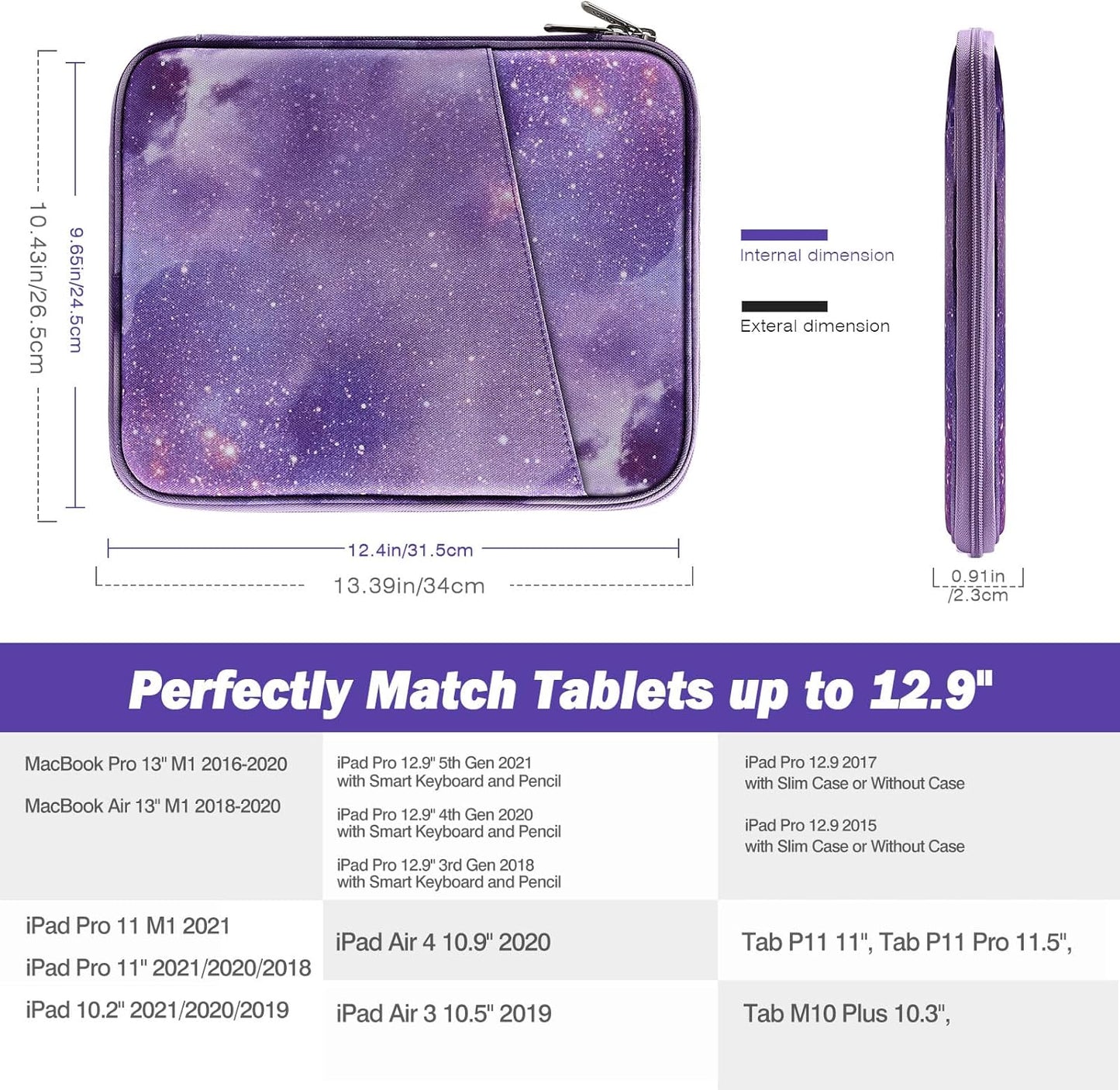MoKo 9-11 Inch Tablet Sleeve Case, Fits New 11inch iPad Air M4/Pro M5, iPad A16 11", i-Pad 10/9/8/7th/Air 5/4th 10.9"/10.2", Tab S9/S8 11", Protective Bag Carrying Case with Pocket, Dark Gray