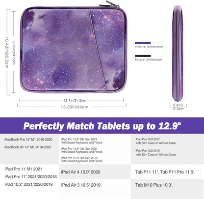 MoKo 9-11 Inch Tablet Sleeve Case, Fits New 11inch iPad Air M4/Pro M5, iPad A16 11", i-Pad 10/9/8/7th/Air 5/4th 10.9"/10.2", Tab S9/S8 11", Protective Bag Carrying Case with Pocket, Dark Gray