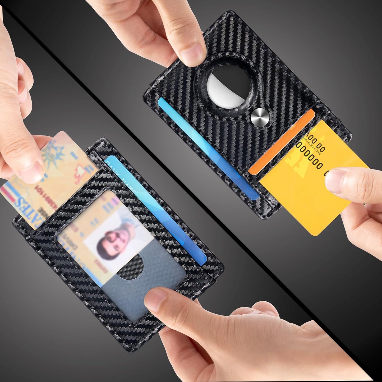 Slim Minimalist Front Pocket Air Tag Wallet, RFID Blocking Card Holder Wallet with Airtag Holder