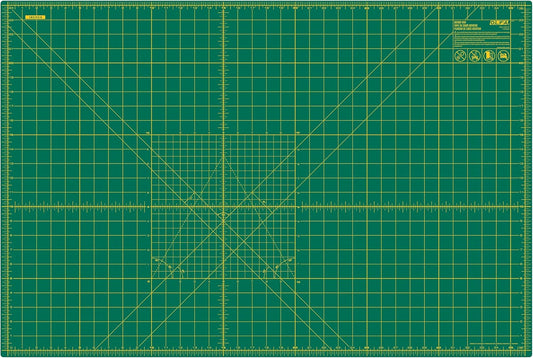 OLFA 24" x 36" Self Healing Rotary Cutting Mat (RM-MG) - Double Sided 24x36 Inch Cutting Mat with Grid for Quilting, Sewing, Fabric, & Crafts, Designed for Use with Rotary Cutters (Green)