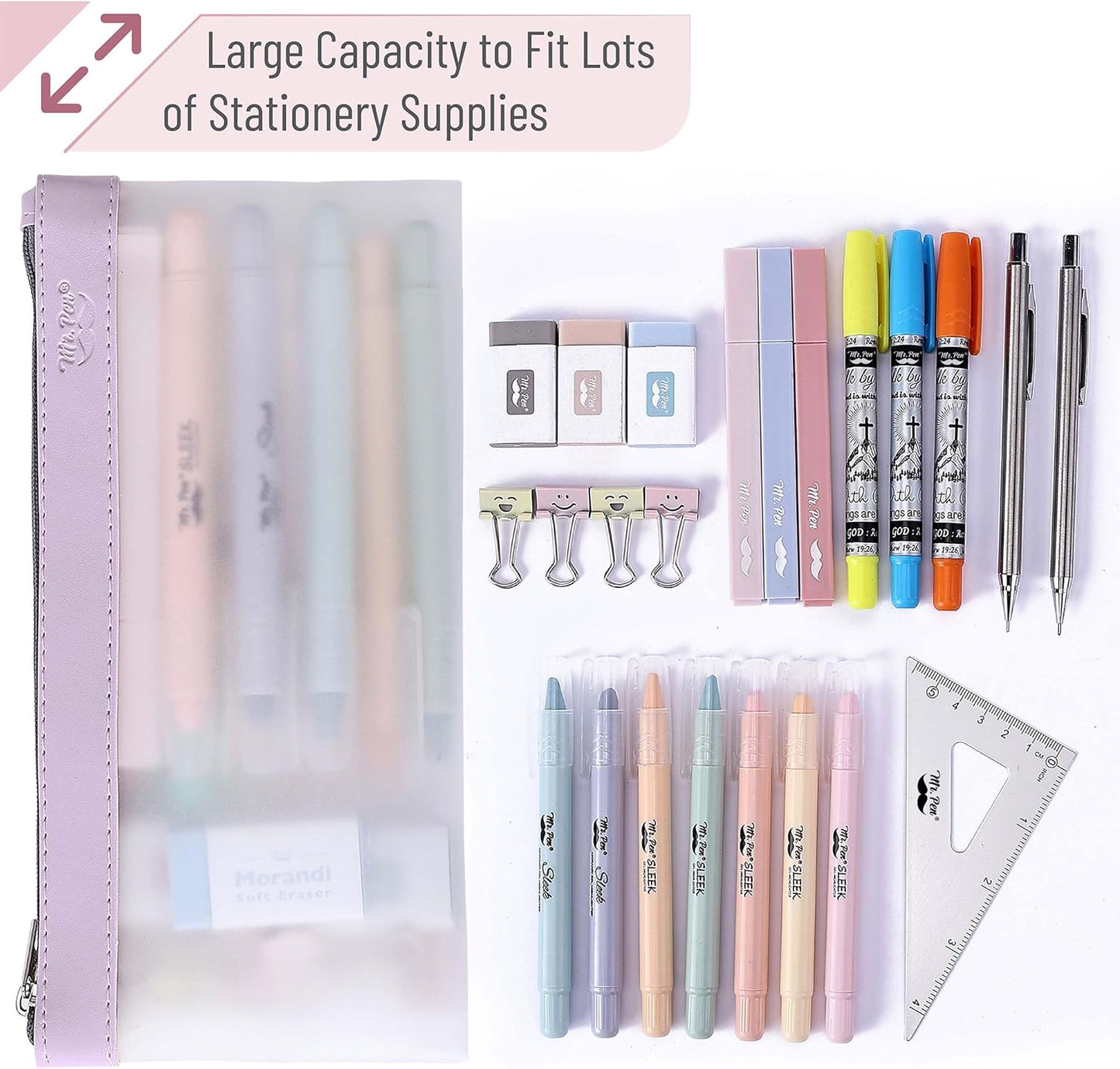 Mr. Pen- Clear Pencil Pouch, 8.50"x4.25", 3 Pack, Durable TPU Material, Medium Water-Resistant Pencil Bags with Smooth Zipper, Multipurpose Clear Pouch for Stationery, School, Office, Travel Supplies