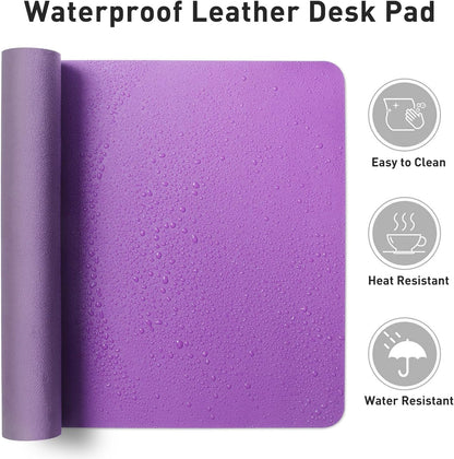Aothia Leather Desk Pad Protector, Mouse Pad, Office Desk Mat, Non-Slip PU Leather Desk Blotter, Laptop Desk Pad, Waterproof Desk Writing Pad for Office and Home (Black,36" x 17") - Colors B