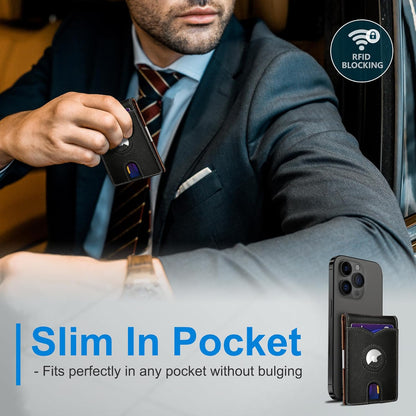 miyozi Airtag Wallet for Men,with Money Clip 11 Cards Slim Front Pocket Leather RFID Blocking Wallet with Gift Box