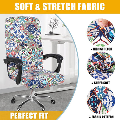 Smiry Stretch Printed Office Chair Armrest Covers, 2 Pcs Soft Fit Removable Washable Computer Desk Chair Arm Covers Protector, Black