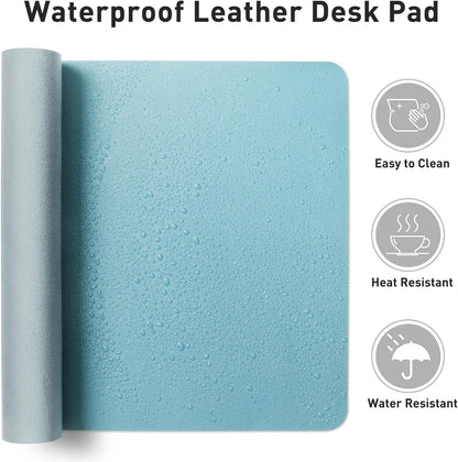 Aothia Non-Slip Waterproof PU Leather Desk Pad Protector for Mouse, Writing Desk, Office, Home, Laptop Blotter, 23.6" x 13.7", Black - Colors B