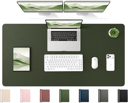 YSAGi 35.4" x 17" Large PU Leather Desk Mat for Keyboard and Mouse - Waterproof Non-Slip Desk Pad Protector for Office, Home, Writing Desk, Black