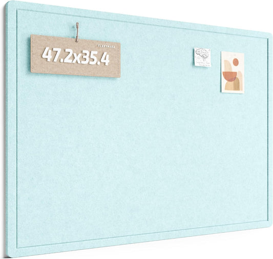 Fluxynara Bulletin Board, 23.6" x 17.5" Cork Board Alternative with 12 Safe Removable Adhesive Tabs, Foldable Felt Pin Board for Home Office, Classroom, Bedroom,Entryway for Walls—Sage