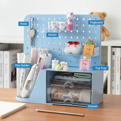 Comix 360° Rotating Pen Holder for Desk, Cute Pencil Holder Pen Organizer, Green Acrylic Pencil Cup Caddy with 5 Slots for Home School Office Supplies
