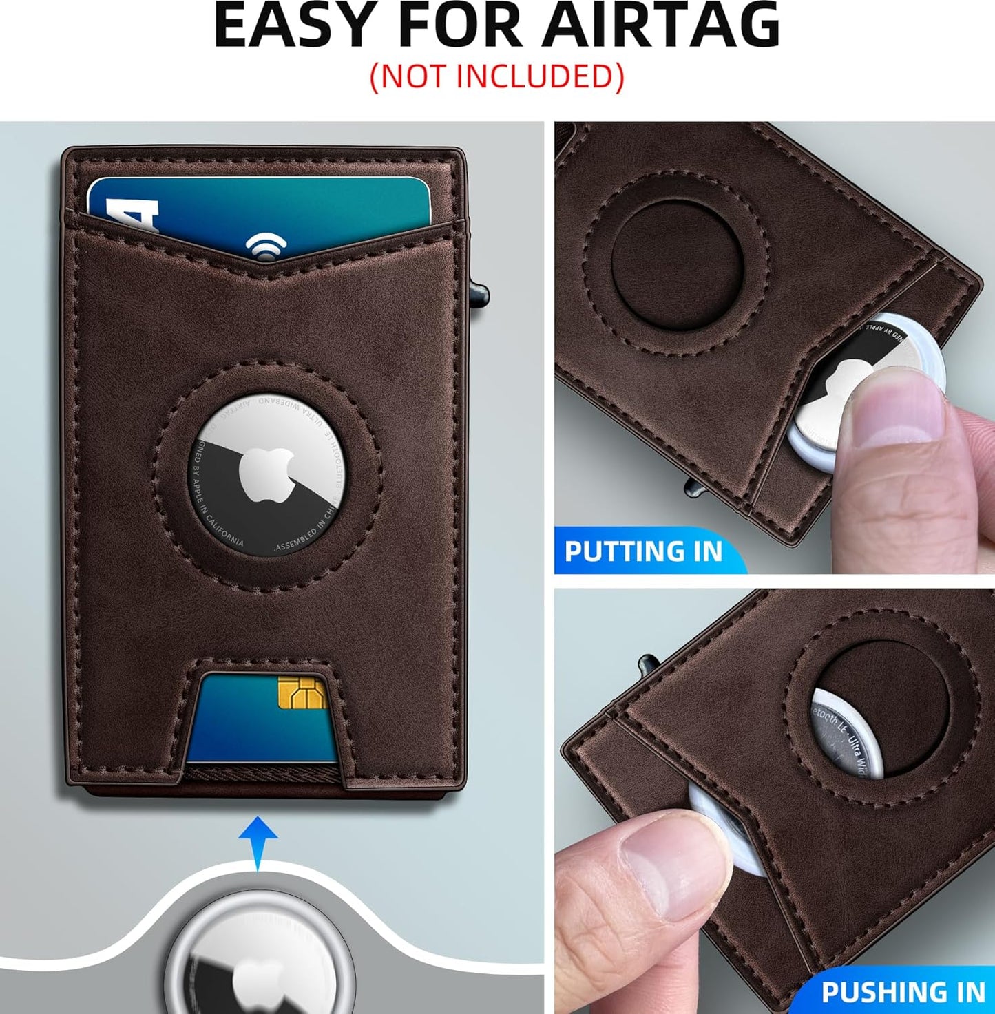 miyozi Airtag Wallet for Men Money Clip 9-Card Pop-Up Credit Card Holder with ID Window RFID Blocking Metal Case Magnetic Closure Front Pocket Wallet Gift Box | with Money Clip