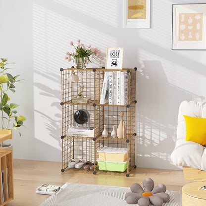 C&AHOME Wire Cube Storage, 6 - Cube Organizer Metal C Grids, Modular Shelves Units, Storage Bins Shelving, Closet Organizer, Ideal for Home, Office, Living Room, 36.6”L x 12.4”W x 36.6”H Black