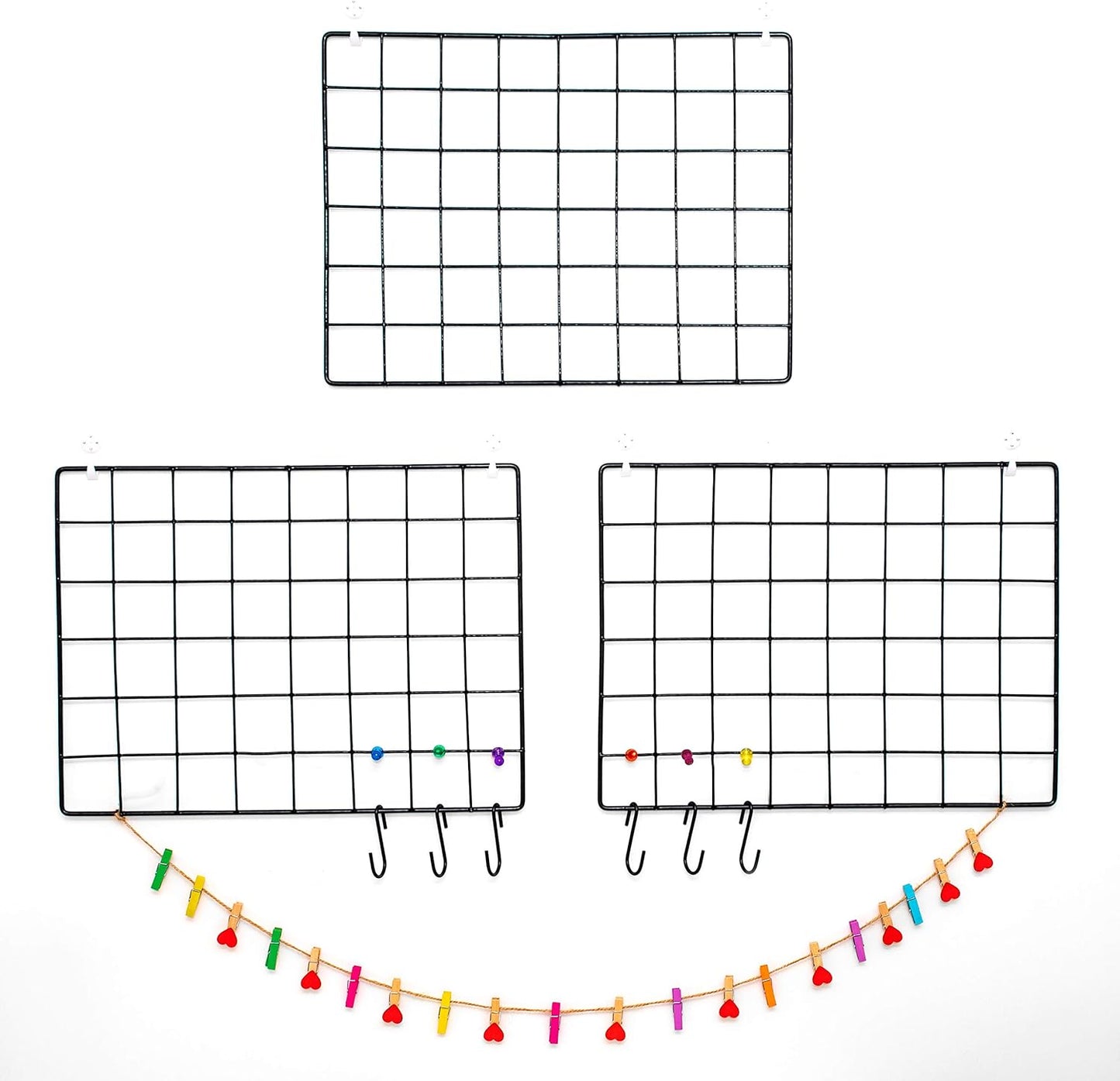 ODOXIA 2 Pack Wire Wall Grid Panel | Photos & Pictures Display Grid Wall Panels | Black, Magnetic & Metal Grid | Photo Grid Wire Board | Hanging Home, Office & Kitchen Decor