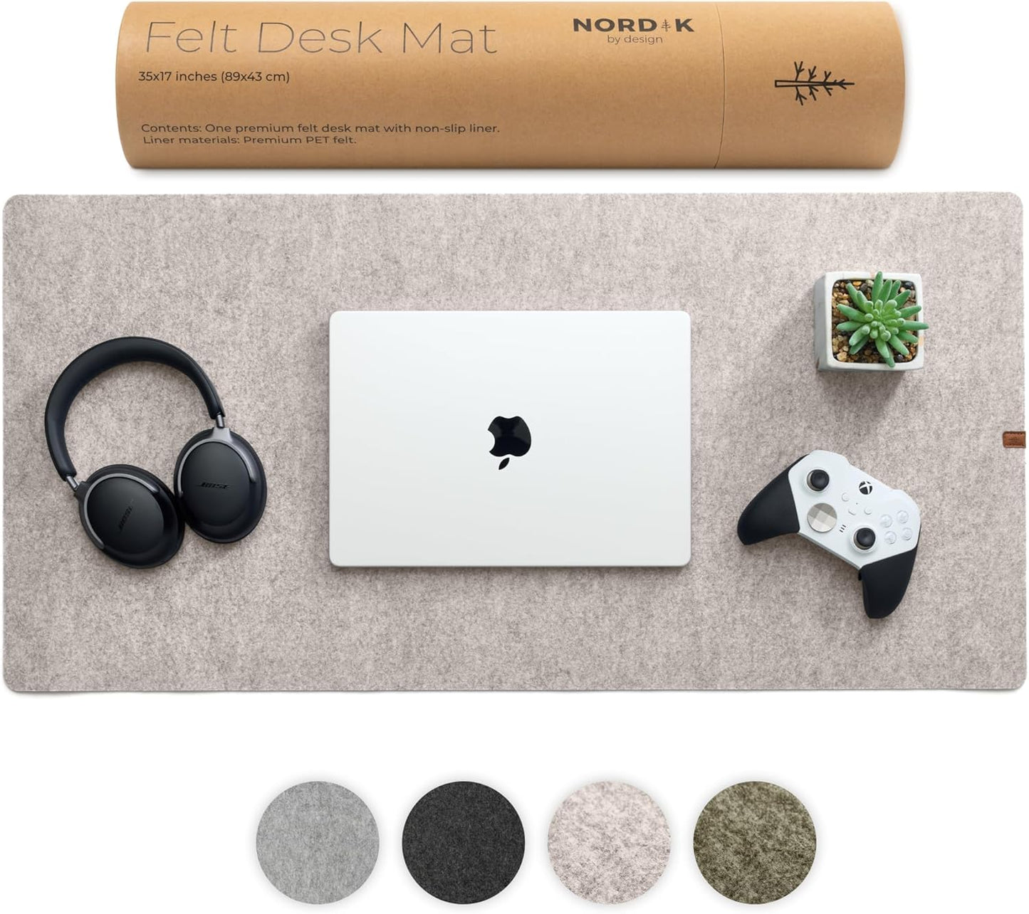 Nordik Large Felt Desk Mat - Charcoal - 35 x 17 inch - Full Desk Keyboard Mat - Computer Desk Mat for Keyboard and Mouse Pad - Desktop Mat - Large Felt Desk Pad