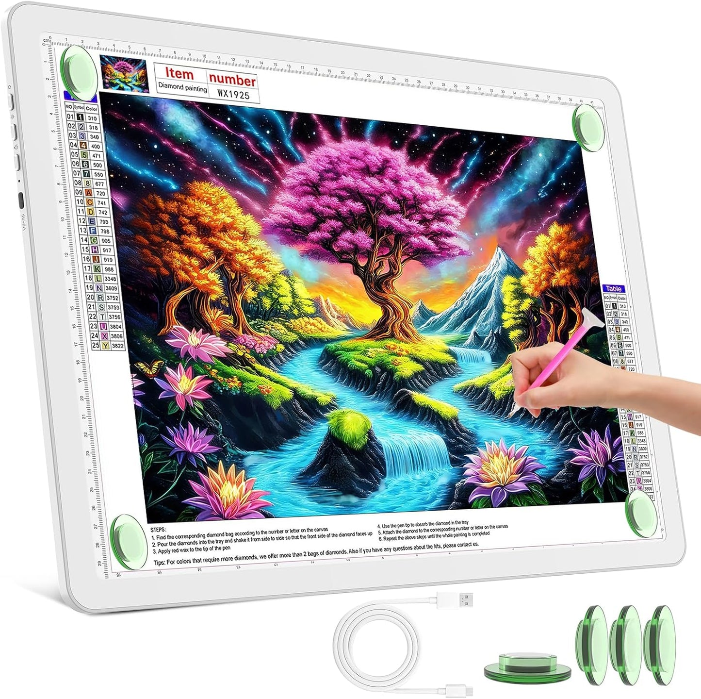 TOHETO Rechargeable A2 Light Pad for Diamond Painting 25.2''x18.4'', Magnetic Diamond Art Light Board, Wireless Lightbox for Tracing and Drawing, Cordless LED Light Table for Sketching, Weeding Vinyl