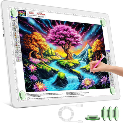 TOHETO Rechargeable A2 Light Pad for Diamond Painting 25.2''x18.4'', Magnetic Diamond Art Light Board, Wireless Lightbox for Tracing and Drawing, Cordless LED Light Table for Sketching, Weeding Vinyl