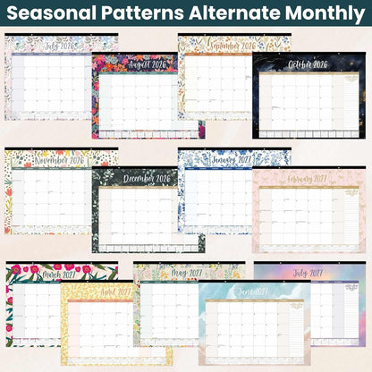 bloom daily planners Desk Calendar 2026-2027 - Academic Year Large Wall Calendar (July 2026 - July 2027) - 21” x 16” Desktop & Hanging Monthly Planner with Stickers for Home or Office - Seasonal