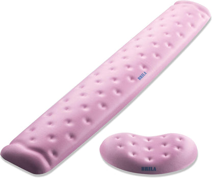 BRILA Memory Foam Mouse & Keyboard Wrist Rest Support Pad Cushion Set for Computer, Laptop, Office Work, PC Gaming - Massage Holes Design - Easy Typing Wrist Pain Relief (Nebula)