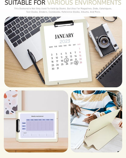 Free Standing Clipboard and Desktop Stand with Adjustable Buckles Easel Back - Foldable Stand and Document Holder for School, Office and Business Use (9.37 x 12.6 inches) (Black)