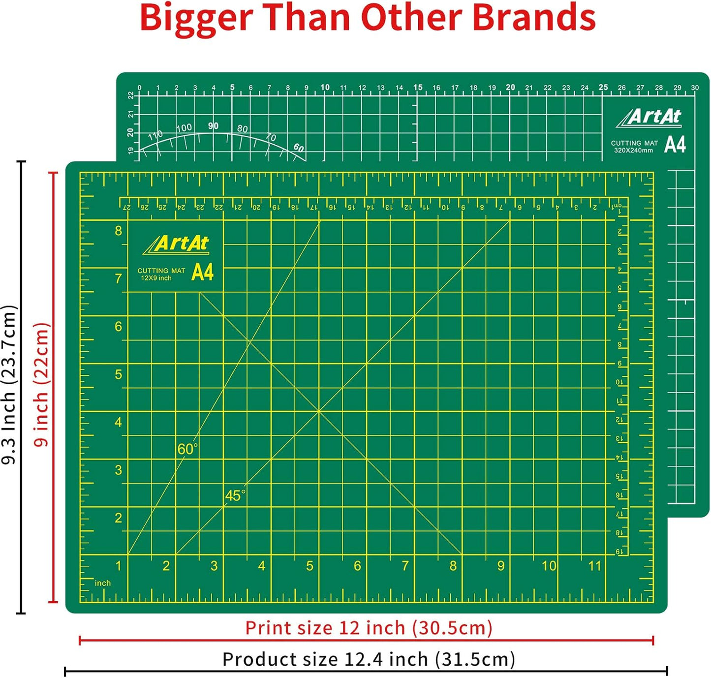 ArtAt Self Healing Cutting Mat: 24 x 36 inch Green Large 5-Ply Double-Sided Durable Non-Slip PVC Cutting Mat for Sewing Quilting Scrapbooking Art & Crafts projects…