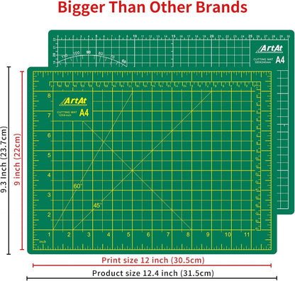 ArtAt Self Healing Cutting Mat: 24 x 36 inch Green Large 5-Ply Double-Sided Durable Non-Slip PVC Cutting Mat for Sewing Quilting Scrapbooking Art & Crafts projects…