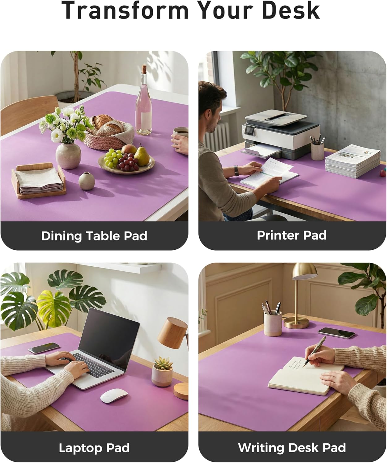 Aothia Leather Office Desk Pad Protector, Non-Slip PU Leather Desk Blotter, Waterproof Laptop Writing Mouse Pad for Office and Home, Black, 31.5" x 15.7" - Colors B
