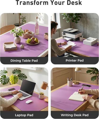 Aothia Non-Slip Waterproof PU Leather Desk Pad Protector for Mouse, Writing Desk, Office, Home, Laptop Blotter, 23.6" x 13.7", Black - Colors B