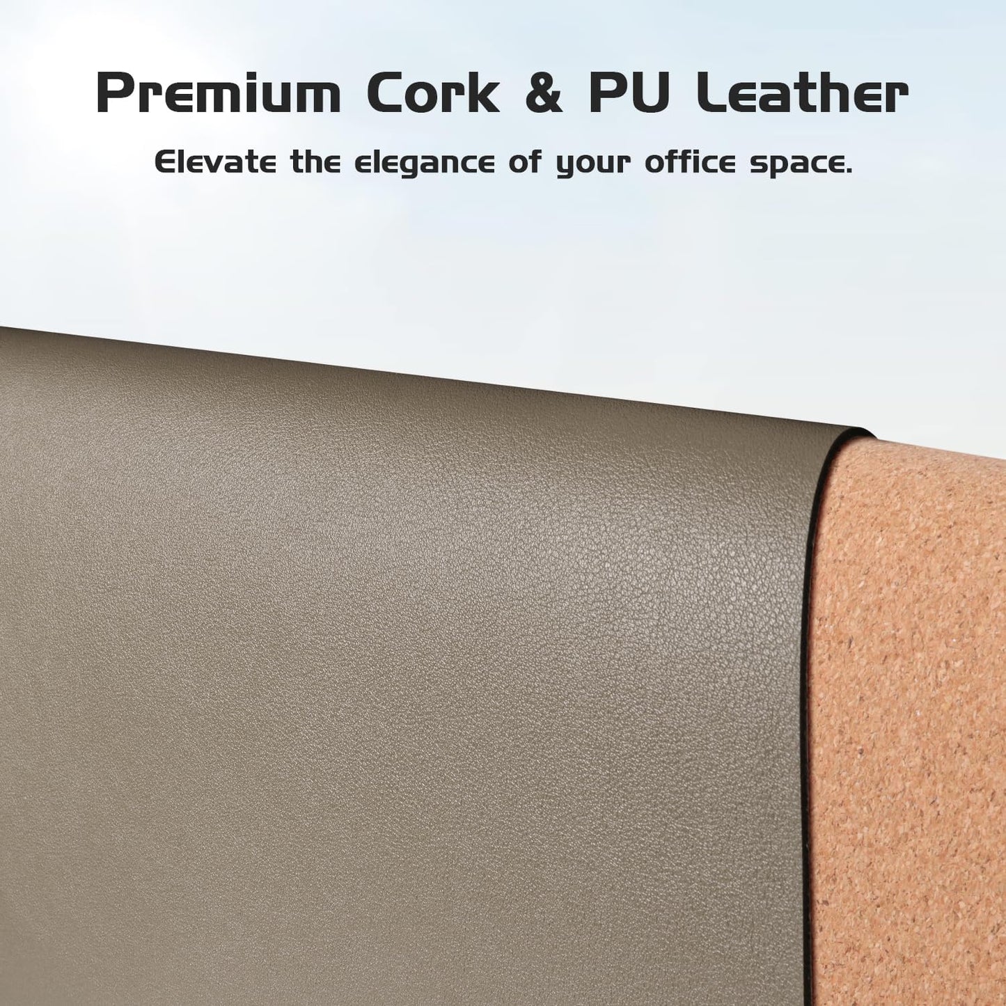 Aothia Dual-Sided Desk Pad - 25.6x13.7 inches Leather Desk Mat, Natural Cork Desk Pad Protector, Large Mouse Pad for Desk, Waterproof Desk Blotter Pad, Desk Writing Pad for Office Work/Home, Black