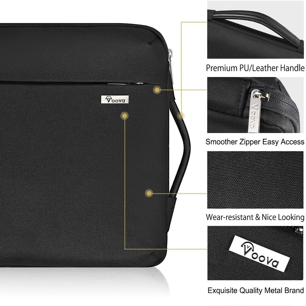Voova Laptop Sleeve Case 15.6 16 Inch with Handle, 360° Protective Waterproof Slim Computer Bag Cover Compatible with MacBook Pro M2/M3/M4 16, HP Acer Lenovo Yoga ThinkPad Asus Laptop, Grey