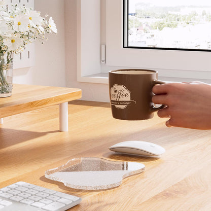 Acrylic Coaster Decorative Plates, Irregular Bar Drink Coaster, Clear Cloud Shape Coffee Cup Coaster, Perfect for Tabletop Protection and Accessories Display.(Gold)