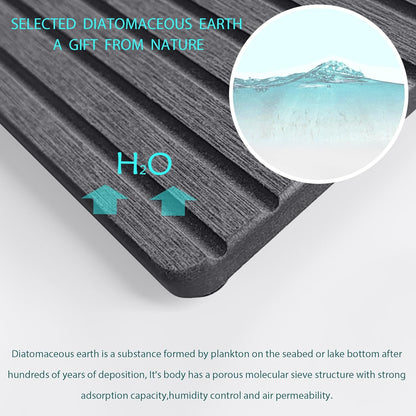 NiuYichee 2 PCS Water Absorbent diatomite Coasters, 8.3" x 4" Water Absorbing Stone Tray for Sink, Stone Drying mat for Kitchen Counter, Stone soap Tray Used for Hand Soaps & toiletries & Plants