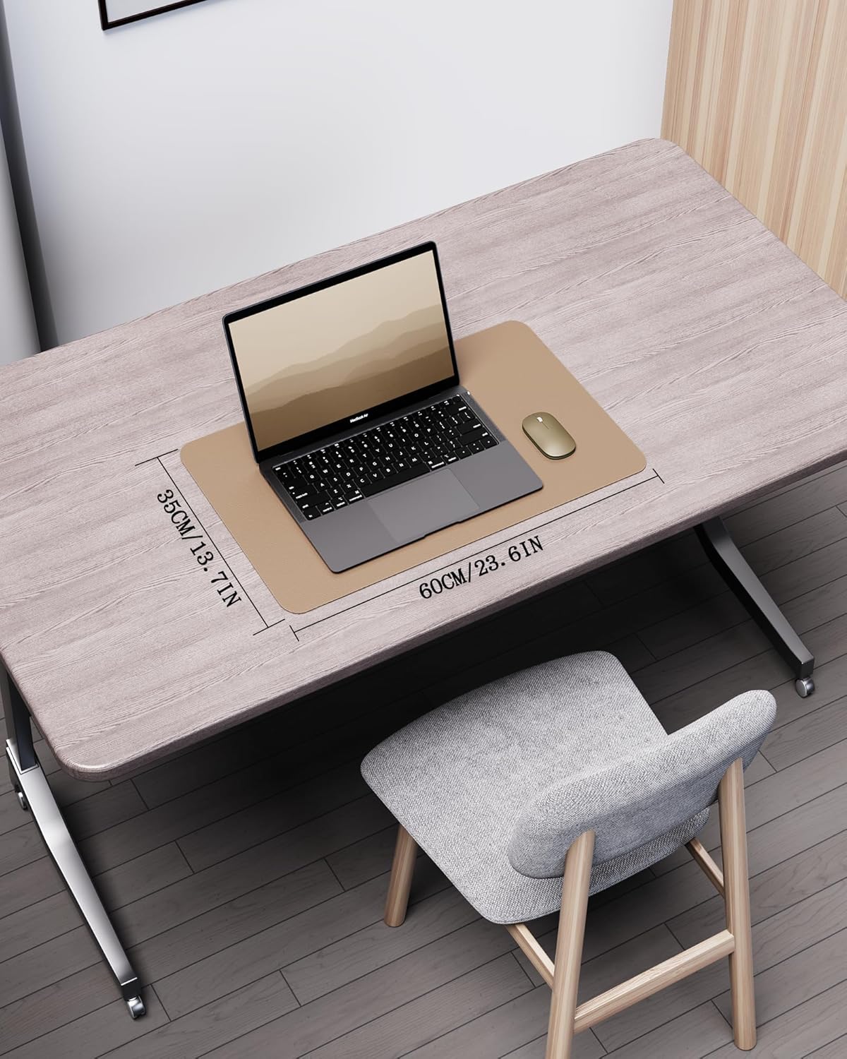 YSAGi Double-Sided Desk Pad, 31.5"x15.7"Leather Desk Mat, Eco Cork Desk Pad Protector,Large Mouse Pad,Waterproof Desk Blotter for Office/Home(Coffee)