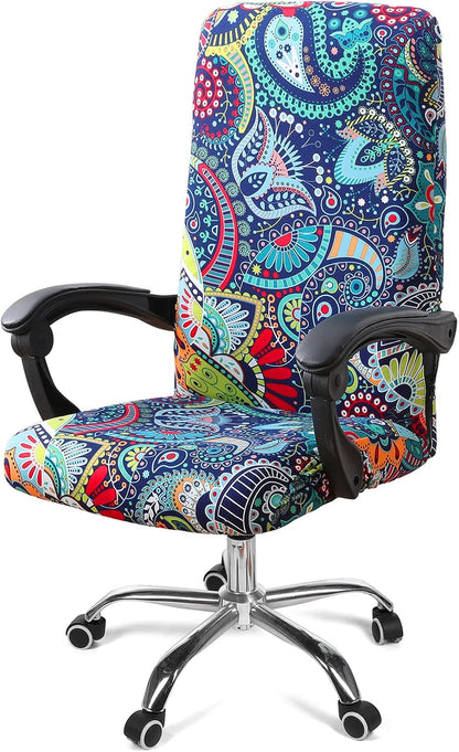 Smiry Stretch Printed Office Chair Armrest Covers, 2 Pcs Soft Fit Removable Washable Computer Desk Chair Arm Covers Protector, Black