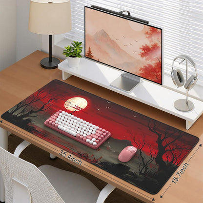 iCasso Desk Cover Mat, Office Mouse Pad, Desk Protector Mat, Extra Large Matt for Desktop,Anti-Slip XXL Big Mousepad with Stitched Edges for Computer Keyboard Retro Black - Colors B