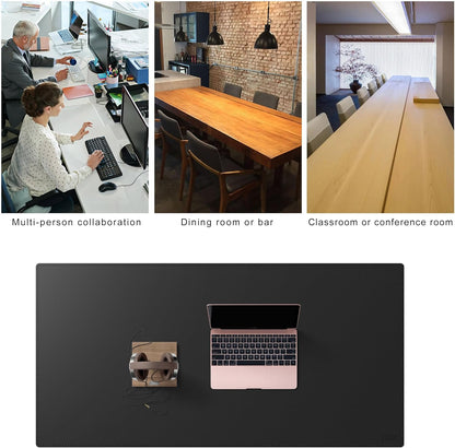 Cacoy 36" x 20" Leather Desk Mat for Home Office, Extra Large PU Leather Desk Pad Blotters, Waterproof Computer Keyboard Mat, Extended Gaming Mouse Pad, Desk Protector for Desktop and PC Laptop, Black