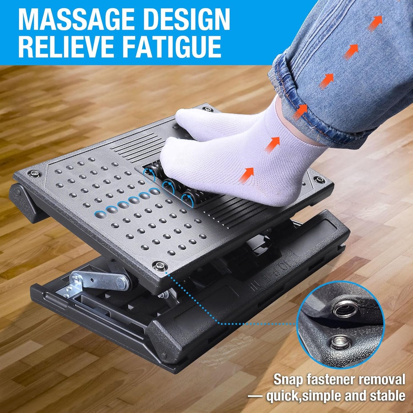 Scalebeard Foot Rest for Under Desk at Work,Height Adjustable Infinite Angle Ergonomic Foldable Footrest for Office, Gaming,Computer, Removable Pad Desk Foot Stool with Massage Beads,for All Seasons