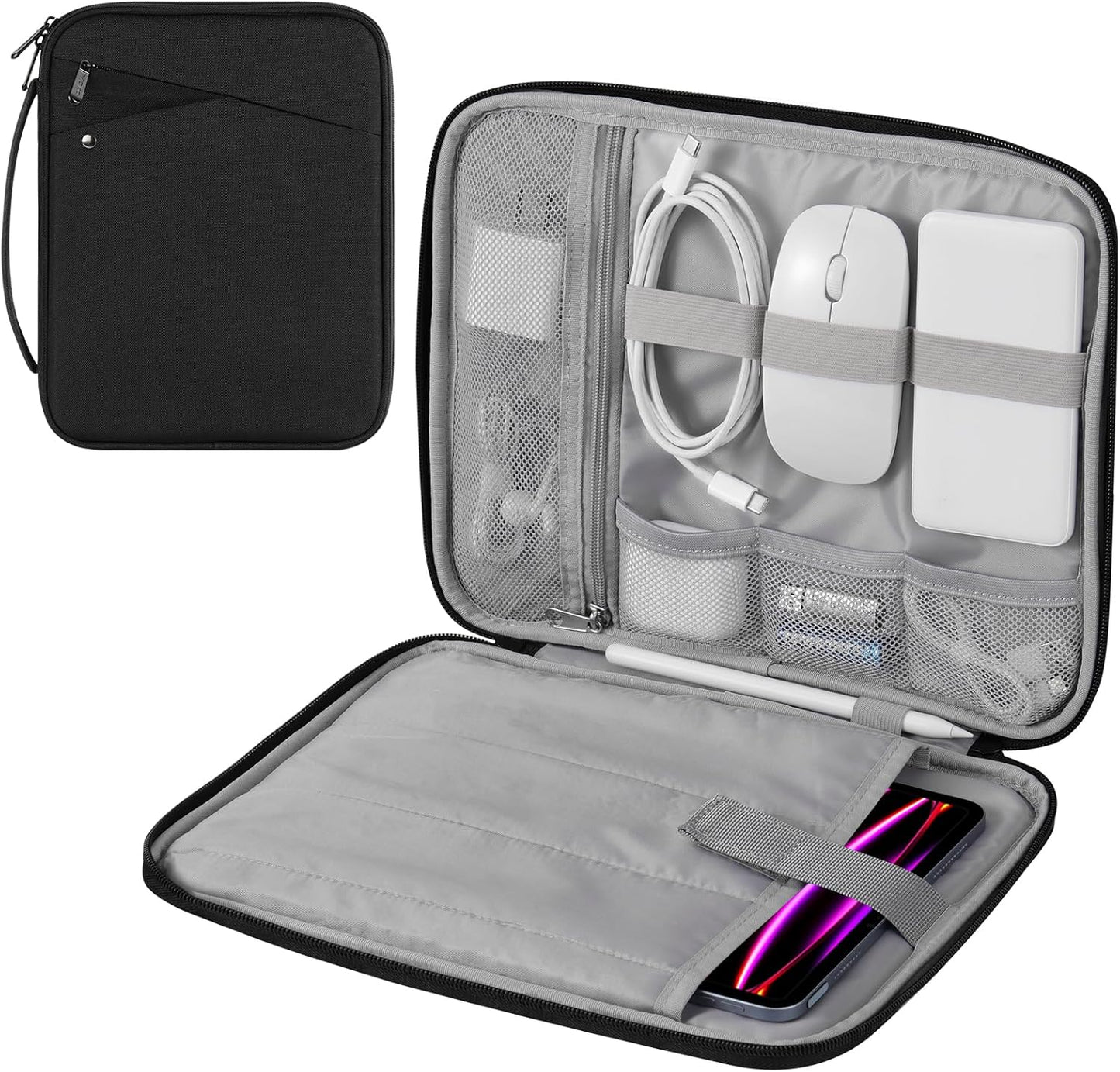 MoKo 9-11 Inch Tablet Sleeve Carrying Case with Handle, Padded Protective Travel Bag for New 11-inch iPad Air 4 2026/Pro M5/ A16, iPad 10th/Air 5/4th 10.9, i-Pad 9/8th 10.2,Tab S9/S8 11, Black