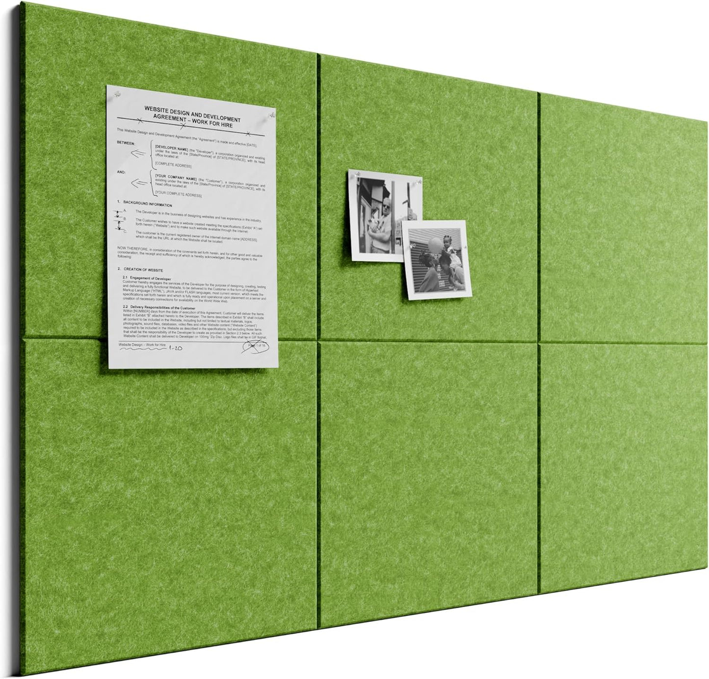 Bumusty Large Cork Board Alternative-48 x 36" Felt Bulletin Board Tiles, with 30 Pushpins, 70 Adhesive Tabs, Bold-Stripe 12-Pack, Cork Boards for Office Push Pin Board Felt Board-Carbon Blue