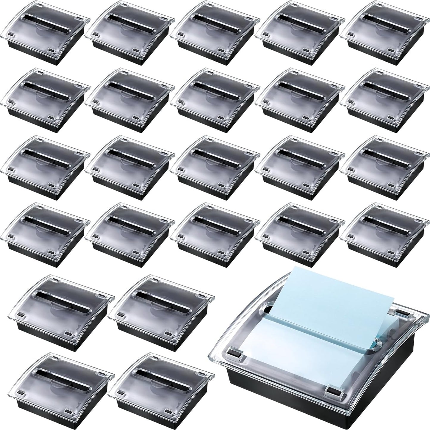 4 Pcs Pop up Sticky Notes Dispenser Sticky Note Holder Black Base Clear Top for 3 x 3 Inches Pad Holder for Acrylic Memo Organizer Fits Reminder School Office Home Store