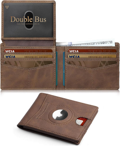 Wallet for Men Slim RFID Blocking Bifold Carbon Fiber,Minimalist Small Compact Front Pocket Credit Card Holder,Thin Mens Leather Wallets Smart Security With 2 ID Windows 1 Cash,Birthday Gifts for Men