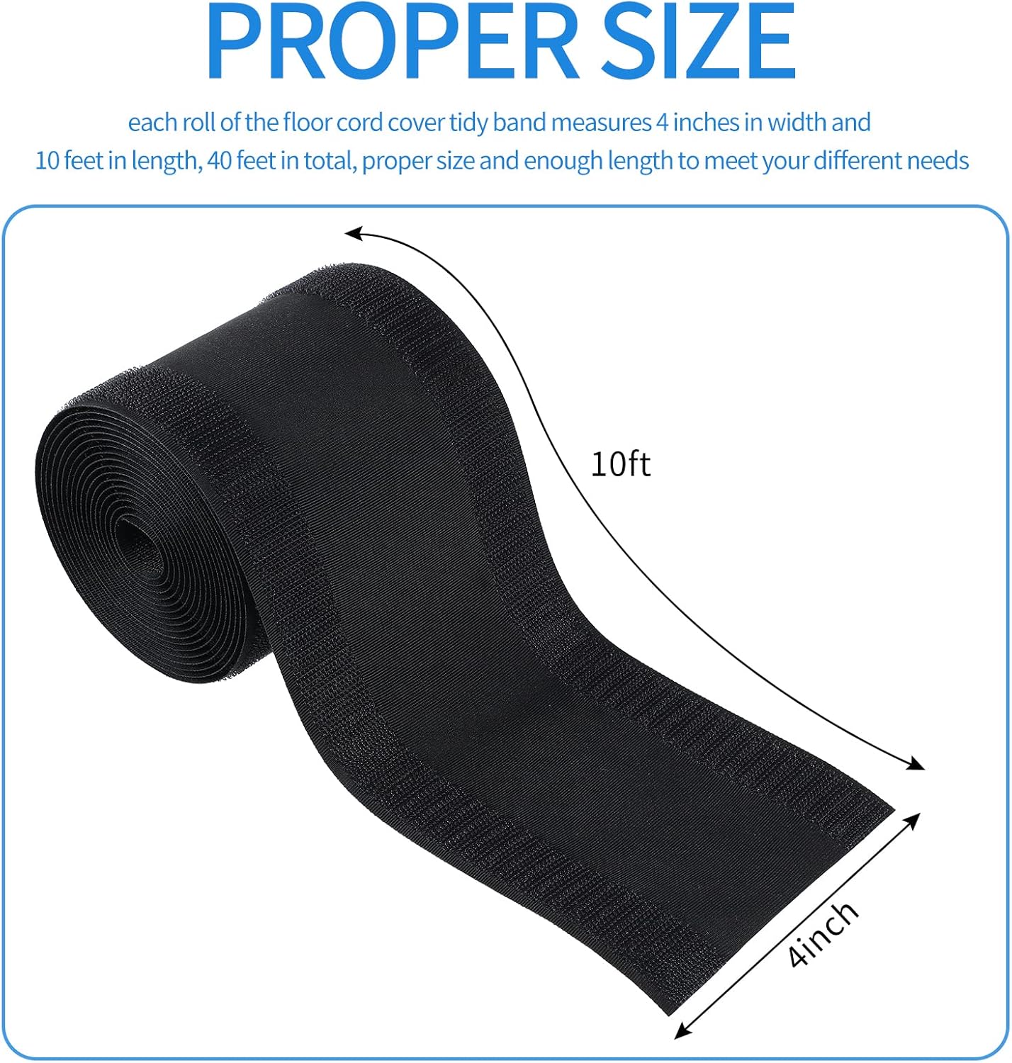 WILLBOND Carpet Cord Cover Cable Protector Floor Cover Cable Protector Management Only for Commercial Office Carpet(19.69 ft,Black)