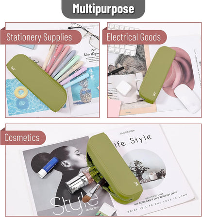 Mr. Pen- Silicone Pencil Case, Aesthetic Pencil Bag for Women, Makeup Pouch, Multifunctional Pouch for Stationery, Cosmetics and Electrical Goods Storage