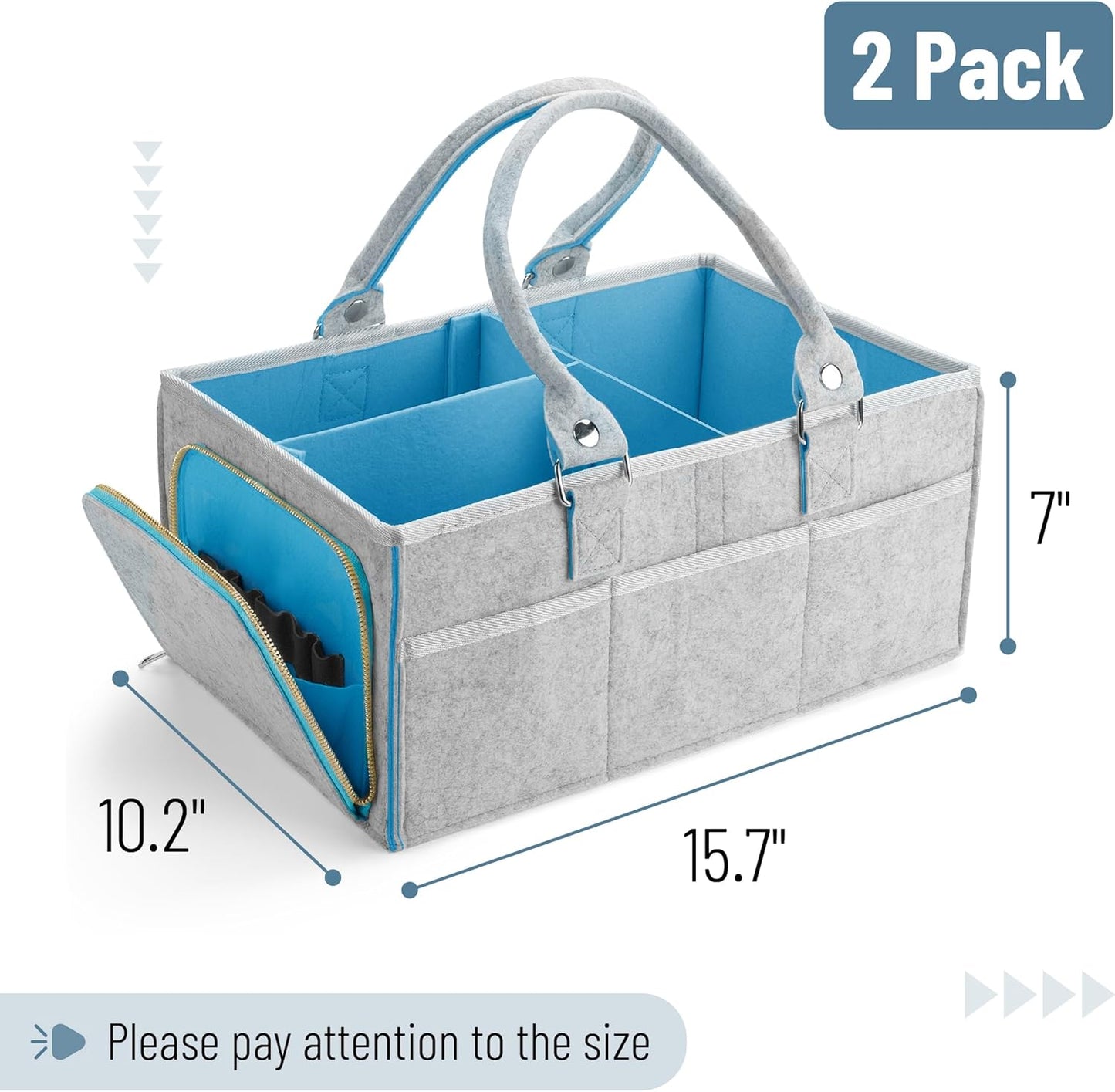Mr. Pen- Baby Diaper Caddy Organizer, Gray, Medium, Nursery Storage Bin and Car Organizer for Diapers and Baby Wipes